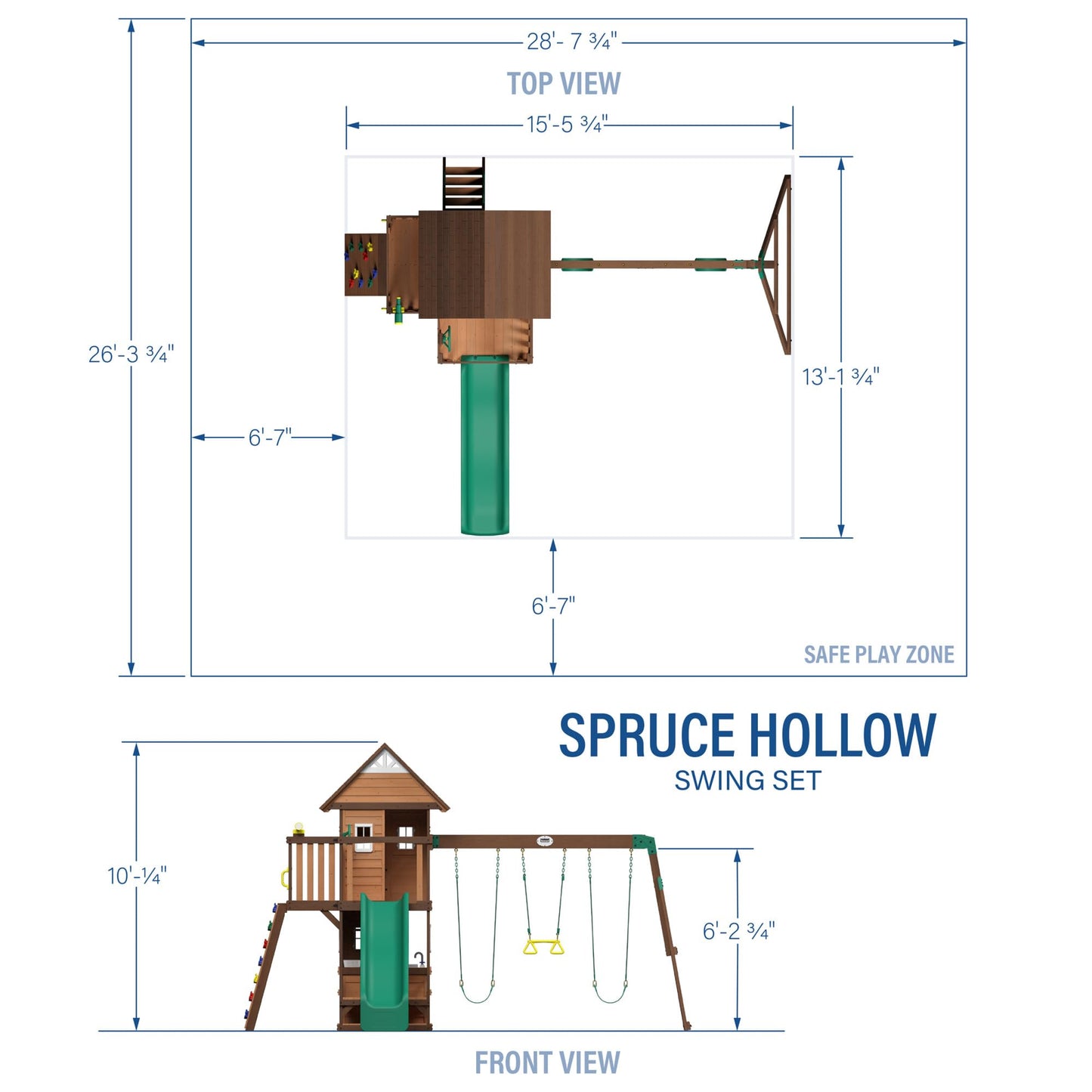 Backyard Discovery Wooden Swing Set with Slide, Clubhouse & Rock Wall