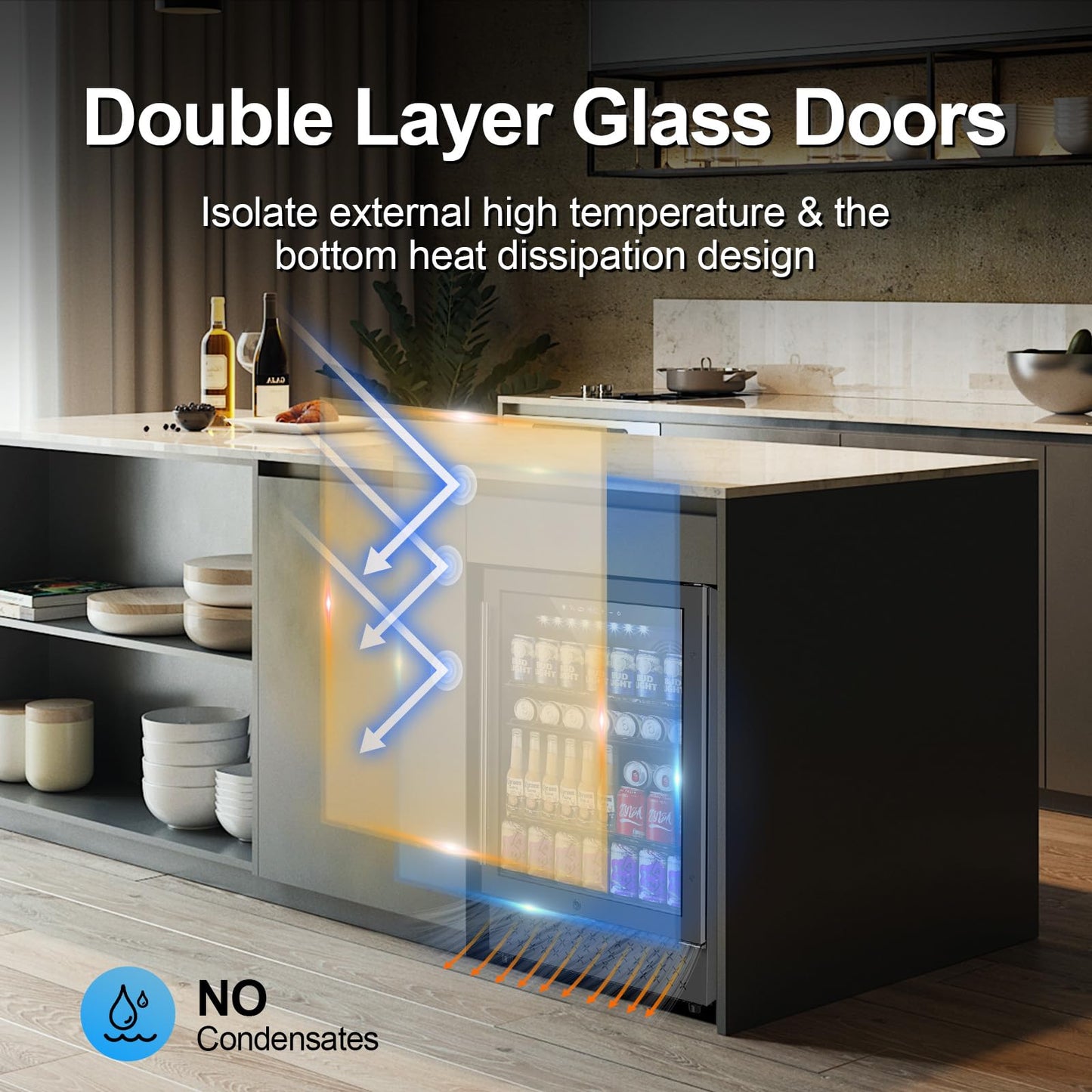 180 Bottles Wine Fridge 24 Inch Dual Zone Wine Cooler Refrigerator Freestanding Wine Refrigerator with Glass Door and Safety Lock, Large Wine Cellar for Home, Office, Kitchen