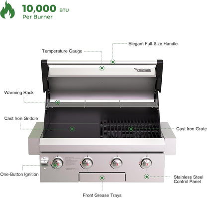 Brand-Man Gas Grill Built-In Head, Natural Gas Convertible
