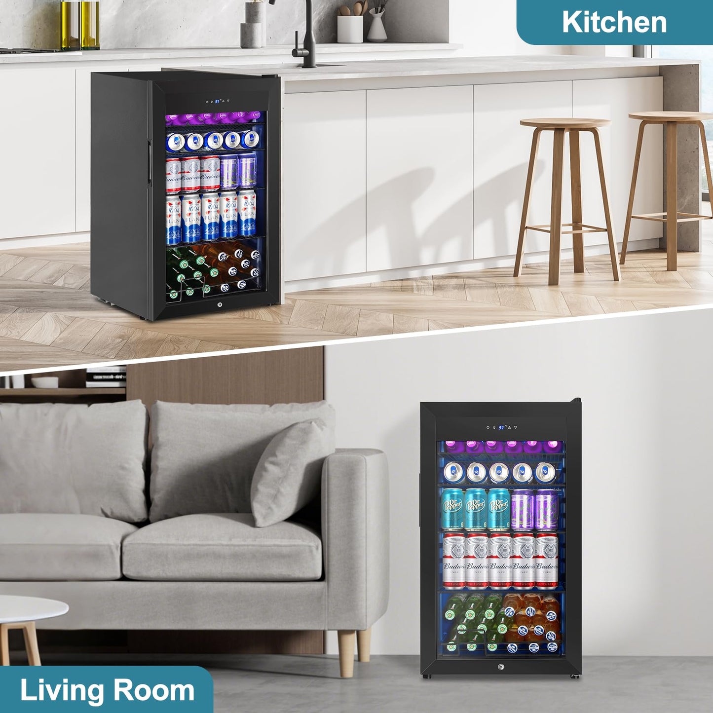 180 Bottles Wine Fridge 24 Inch Dual Zone Wine Cooler Refrigerator Freestanding Wine Refrigerator with Glass Door and Safety Lock, Large Wine Cellar for Home, Office, Kitchen