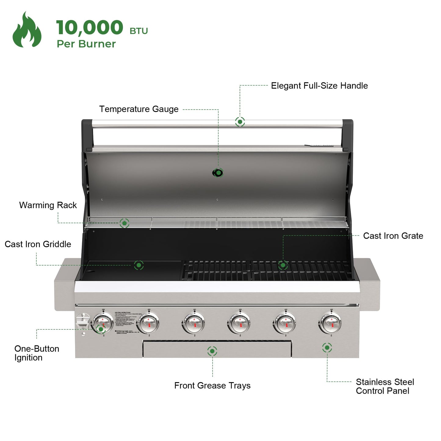 Brand-Man Gas Grill Built-In Head, Natural Gas Convertible