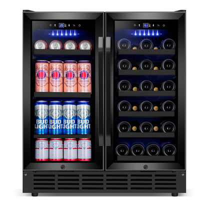 180 Bottles Wine Fridge 24 Inch Dual Zone Wine Cooler Refrigerator Freestanding Wine Refrigerator with Glass Door and Safety Lock, Large Wine Cellar for Home, Office, Kitchen