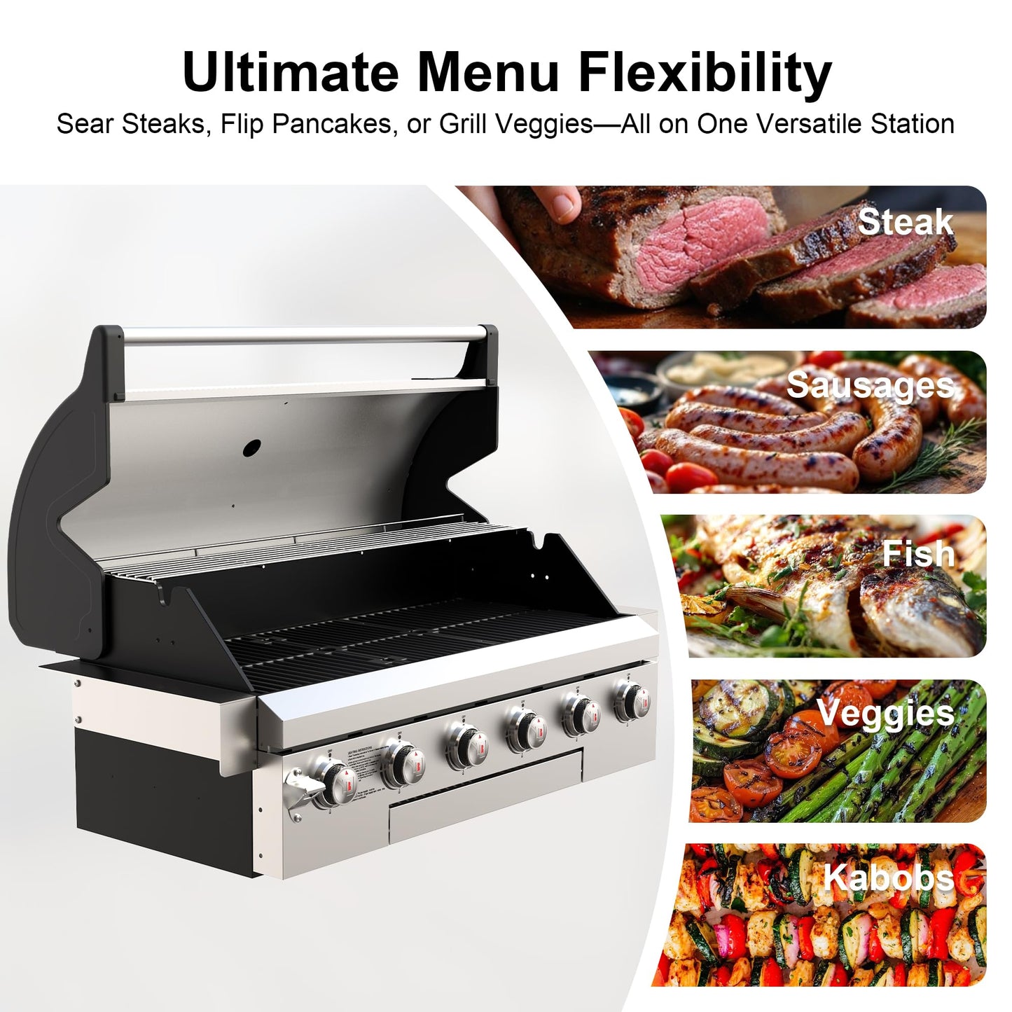 Brand-Man Gas Grill Built-In Head, Natural Gas Convertible